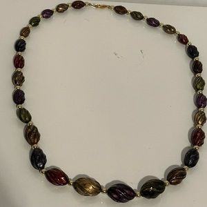 Multi Colored Barrel Twist Beaded Necklace Costume Jewelry